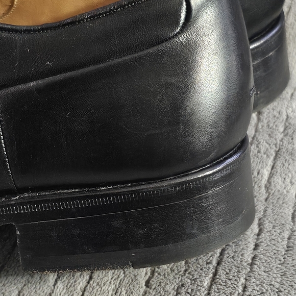 HARRIS MEN'S BLACK LEATHER DRESS SHOES ITALY 9.5 CAP TOE LACE-UP CLASSIC OXFORD - Picture 6 of 13